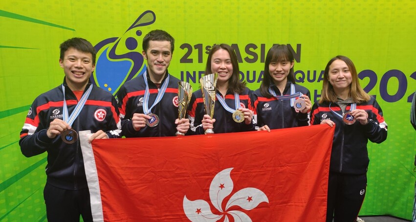 5 Asian Champs Medals by HK Squash Team 