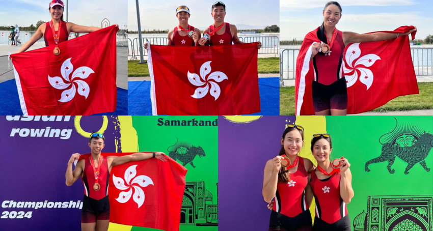 HK rowing team clinched 1 silver and 4 bronze medals at the 2024 Asian Rowing Championships held in Samarkand, Uzbekistan…