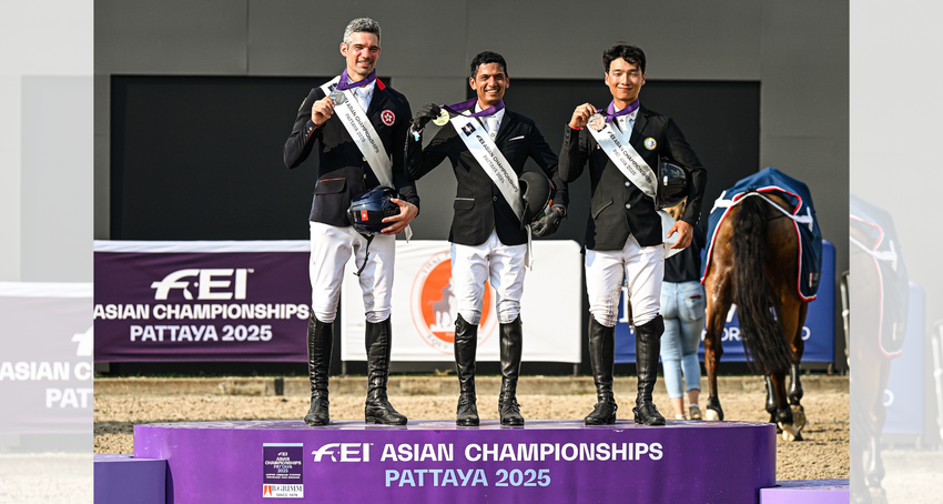 香港馬術運動員林立信於泰國芭堤雅舉行的2025 FEI 亞洲錦標賽勇奪銀牌…