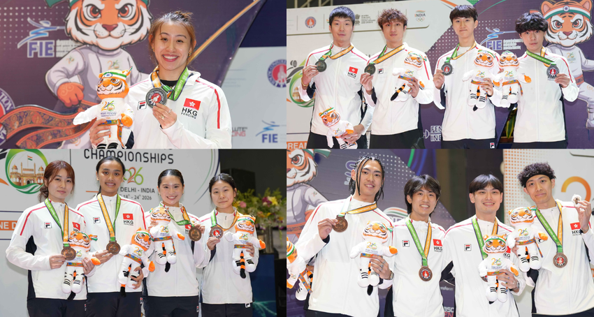 Hong Kong fencing team won 2 silver and 3 bronze medals at the 2026 Asian Fencing Championships held in Delhi, India…