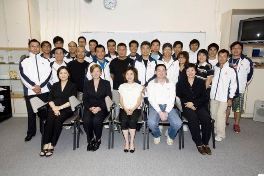 <p>Organised by Beijing Sport University and administered by the Hong Kong Sports Institute (HKSI), &quot;Bachelor of Education in Sports Training&quot; 05 Class First Assembly was held on 16 October. Group photo of students and guests including Dr Trisha Leahy, Acting Chief Executive of the HKSI (2<sup>nd</sup> from left of front row), Winnie Shiu, Senior Corporate Responsibility and Sustainability Manager, Asia Pacific Region of the Hongkong and Shanghai Banking Corporation Limited (middle of front row), and Gouqi, Associate Professor of Beijing Sport University (2<sup>nd</sup> from right of front row).</p>
