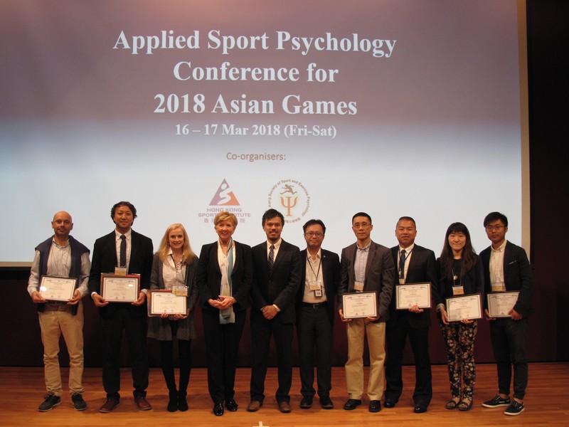 <p>Dr Trisha Leahy BBS, Chief Executive of the Hong Kong Sports Institute (HKSI) (4<sup>th</sup> from left) and Dr Raymond So, Director of Elite Training Science &amp; Technology of the HKSI (5<sup>th</sup> from right) joined the group photo with guest speakers (from 1<sup>st</sup> left) Dr Jamie Diaz-Ocejo, Senior Sport Psychologist of Aspire Academy; Mr Takuya Endo, Performance Psychology Consultant of High Performance Support Project, Japan Institute of Sports Sciences; Dr Karen Cogan, Senior Sports Psychologist of United States Olympic Committee, and Dr Si Gangyan, HKSI&rsquo;s Sport Psychologist (4<sup>th</sup> from right), Dr Henry Li, HKSI&rsquo;s Senior Sport Psychology Officer and President of the Hong Kong Society of Sport &amp; Exercise Psychology (5<sup>th</sup> from left); Mr Jiang Xiaobo, HKSI&rsquo;s Senior Sport Psychology Officer; Ms Angela Hau and Mr Su Ling, HKSI&rsquo;s Sport Psychology Officers (3<sup>rd</sup> to 1<sup>st</sup> from right).</p>
