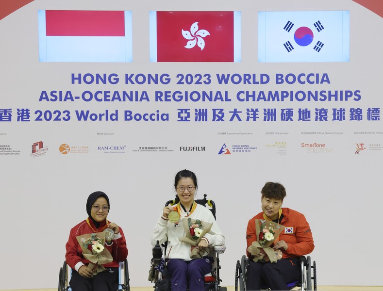 Yeung Hiu-lam (middle)&nbsp;(photo: Sports Association for the