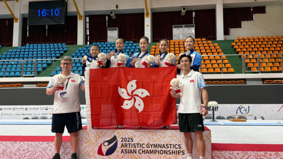 The women&rsquo;s team&nbsp;(back row) (Photo: Gymnastics Association