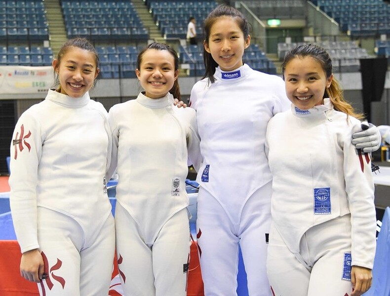 Women&#39;s Epee Team (from left): Hsieh Sin-yan Kaylin, Lin Yik-hei